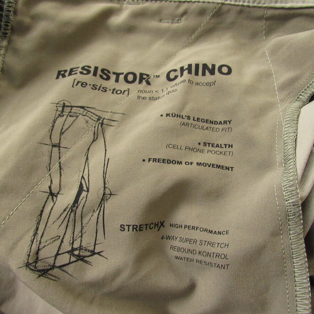 Kuhl Pants Mens 40x32 Beige Resistor Chino Stealth‎ Pocket Articulated Techwear - Picture 4 of 16